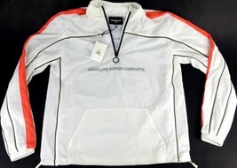 BrandBlack Light Weight Windbreaker Jacket Sz S White &quot;Absolute Power Corrupts&quot; - £52.95 GBP
