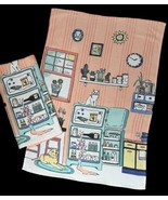Deborah Connolly Kitchen Towels Set 2 Waffle Dog Cat Refrigerator Wine F... - $269.33 MXN