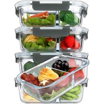 [5-Pack,36 Oz]Glass Meal Prep Containers 2 Compartments Portion Control With Upg - £47.15 GBP