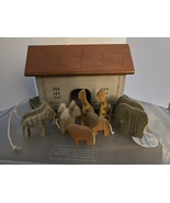Wooden Noah&#39;s Arc Rolling Toy Metal Wheels With Wooden Animals - $40.00