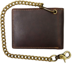 Hunter Leather Men Truck Long Chain Bifold Wallet with RFID Blocking Brown - $15.50