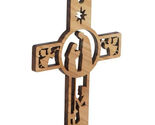 Handcrafted Olive Wood  Mary &amp; Joseph Cross Ornament - $19.79