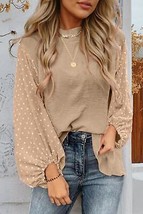 Parchment Swiss Dot Balloon Sleeve Loose Blouse - $22.05