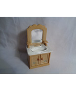 Epoch Sylvanian Families Dollhouse White Tan Cabinet Sink Bathroom Furniture - $3.90