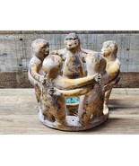 Vintage Aztec / Mayan Circle Of Friends Candle Holder Clay Pottery - 8&quot; ... - $38.38