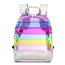 ENJOININ Fashion Color Striped Laser Plastic Travel Bag School Bag 2020 Backpack - £30.38 GBP