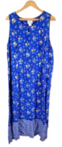 April Cornell Dress Size XL Vintage Maxi Long Deep Blue Floral Cottagecore Rayon - £149.23 GBP