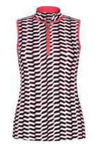 NWT Ladies TAIL Activewear Black White Neon Coral Twine Sleeveless Golf Shirt S  image 2