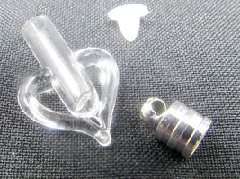 Clear Heart Glass Vial 1 in Bottle Charm Pet Fur Ashes Pendant Instructi... - $10.88