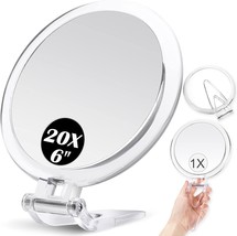 Handheld Mirror 20X Magnifying Mirror With Folding Handle, Portable Hand, 6&quot; - £24.12 GBP