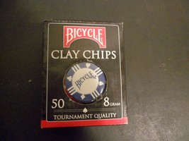 Bicycle Poker Chips Box of 50 Clay Filled 8 Gram  Blue - £3.95 GBP