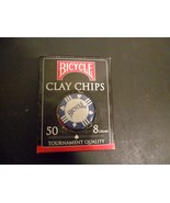 Bicycle Poker Chips Box of 50 Clay Filled 8 Gram  Blue - $4.95