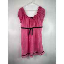 Vintage Movie Star Lace Nightgown Pink Stretch Black Bow Detail Women Size XL - £35.67 GBP