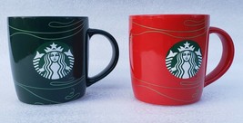 (2) Starbucks 2020 Holiday Red &amp; Green Christmas Coffee Mug 12 oz. Mermaid Logo - £38.65 GBP