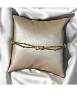 Link Bracelet with CZ Faux Diamonds 7.5&quot; Dainty Shiny Gold Tone - $149.78 MXN