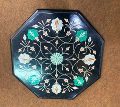 12&quot; Black Marble Semi Precious Mother of Pearl Gemstone Handmade Work - $510.00