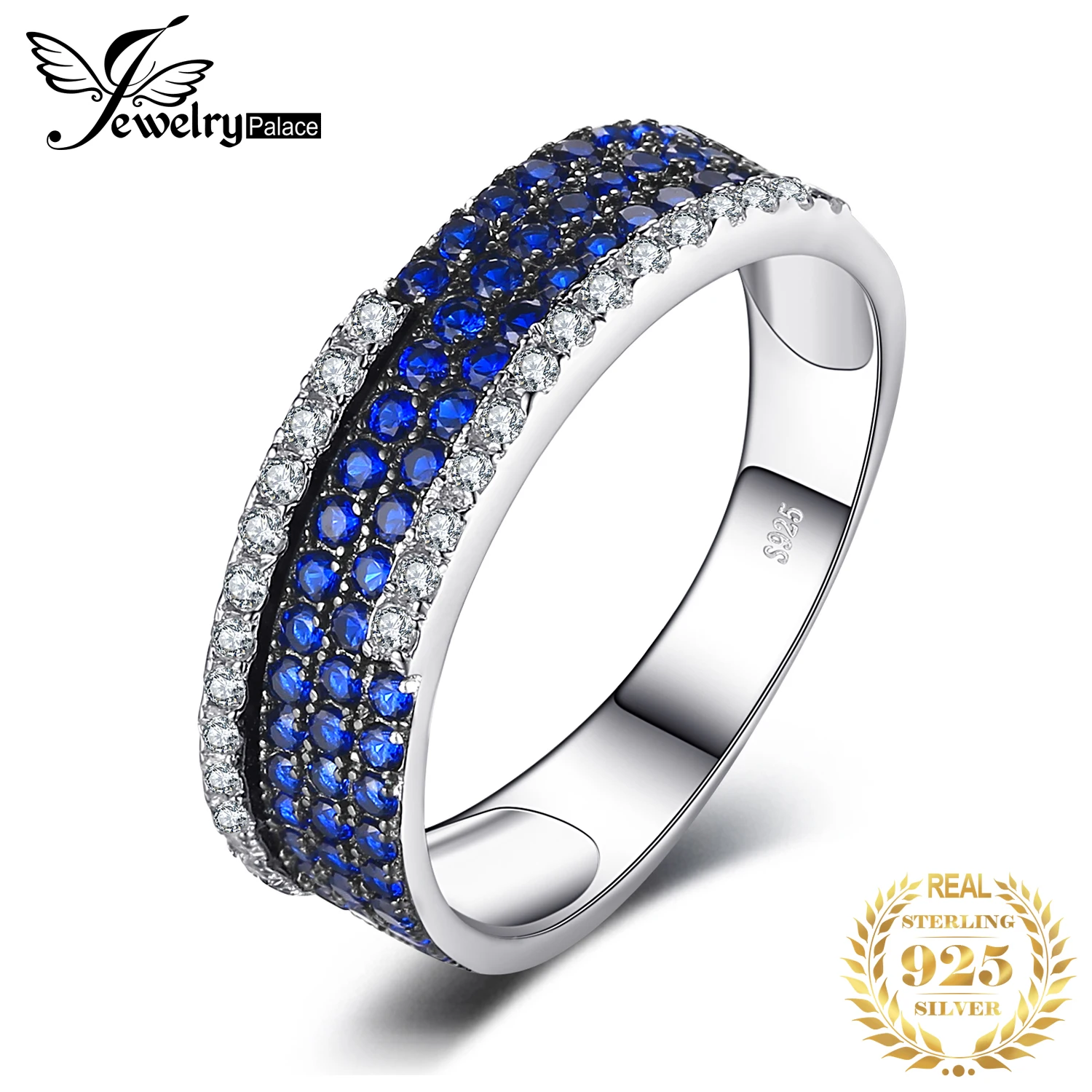 Created Blue Spinel 925 Sterling Silver Ring for Women Wedding Band Gemstone Fin - £24.89 GBP