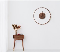 Large Modern Wood Wall Clock, Unique Glass Clock, Round Silent Wooden Cl... - $100.00