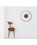 Large Modern Wood Wall Clock, Unique Glass Clock, Round Silent Wooden Cl... - £79.01 GBP