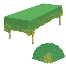 8 Packs Green And Gold Plastic Table Cloth Rectangle Table Disposable, 54 X 108  - £23.10 GBP