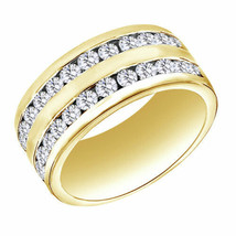 2.08Ct Simulated Diamond 14K Yellow Gold Plated Men&#39;s Wedding Band Ring - £98.02 GBP