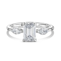 Art Deco Emerald Three Stone Engagement Ring Side Marquise Cut Wedding Ring - £85.00 GBP