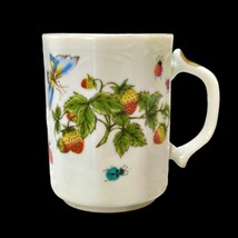 Vintage Lenwile Ardalt Tea Coffee Cup Mug Strawberries and Butterflies Gold Trim - £4.59 GBP