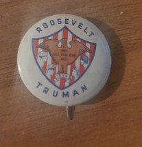 Franklin Roosevelt Harry Truman President 1 1/8&quot; Political Pin 1972 Reproduction - £23.73 GBP