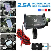 Aluminum Motorcycle Cell Phone Holder Mount Handlebar USB Charger With Switch US - £14.15 GBP