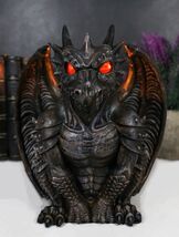 Gothic Winged Dragon Guard Gargoyle With Translucent Eyes Candle Holder ... - $34.99