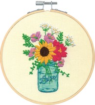 Dimensions Embroidery Kit 6&quot; Round-Floral Jar - $16.33