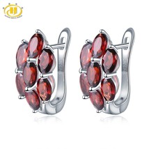  red garnet hoop earrings natural gemstone 925 sterling silver fine elegant jewelry for thumb200