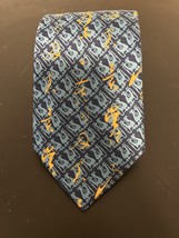 Blue Black Gold Shanghai Museum Tie 100% Silk Hand Made - $14.85