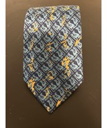 Blue Black Gold Shanghai Museum Tie 100% Silk Hand Made - $20.31 CAD