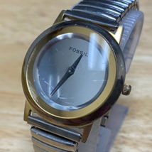 Fossil RH-5930 Unisex Dual Tone Mirror Dial Analog Quartz Watch~New Battery - £22.50 GBP