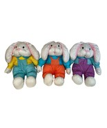 Vtg International Silver 3 Nylon BUNNY RABBITS Puffy Stuffed Triplets Ea... - $67.87 CAD