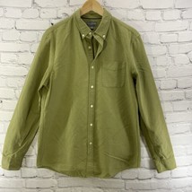 LL Bean Signature Flannel Shirt Mens Sz MT Olive Green Button Down - $19.79