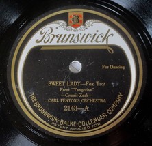 Carl Fenton&#39;s Orchestra - Sweet Lady / Bimini Bay - Brunswick 78rpm - £19.38 GBP