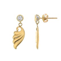 2.00 Ct. tw. CZ Decorated With Wings Dangle Earrings 14K Gold - £244.53 GBP