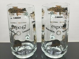 2 National Pavilions Expo 67 Montreal Canada World Fair Vintage Glass Beer Stein - £38.88 GBP
