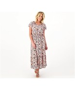 Destination 365 Short-Slv Midi Dress w/Smocking (SepiaRoseFloral, XXSP) ... - $20.05