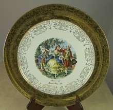 Vintage Collector Plate 17th Century Dancers 22k Gold Trim Crest-o-Gold - £13.91 GBP