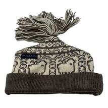 Falkland 100% wool sheep print pom beanie hat one size - $19.80