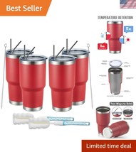 Stylish Coral Red 30oz Insulated Tumbler Set – Perfect for Hot &amp; Cold Be... - $52.50