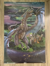 Vintage Flying Dragon Mystical Castle Poster 22.375x34&#39;&#39; Inch NEW - £12.57 GBP