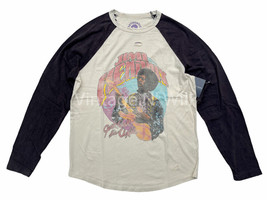 Lucky Brand Mens L Black/ Beige Distressed Jimi Hendrix Baseball Raglan T-Shirt - £28.31 GBP