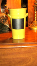 VASE yellow ceramic w/3 x 2 in. message space 7 in.tall 4.5 in. top diameter (A) - $11.88