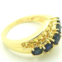 Sapphire Yellow Topaz Band Ring Real Solid 14 K Yellow Gold 4.8 G Size 7.25 - £391.68 GBP