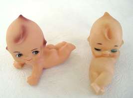 2 Vintage Kewpie Angel Baby Doll Relaxing Rubber 4 1/2&#39;&quot; - £15.41 GBP