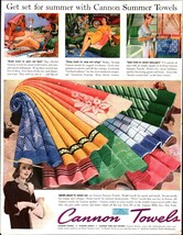 1940 Cannon Towels Home Summer Camp Cottage Beach Sexy Women Vintage Print Ad a3 - $26.92